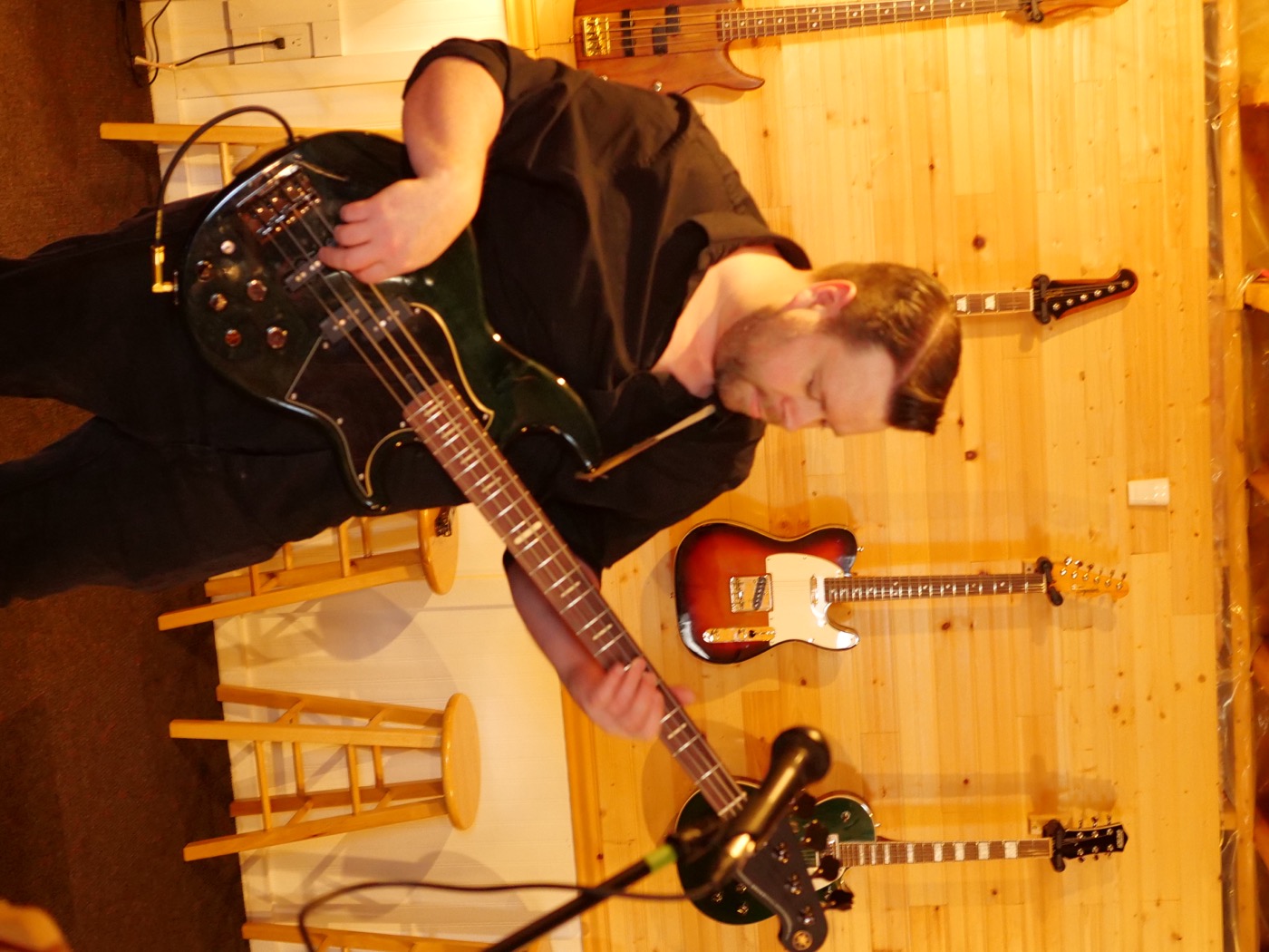 Steven Bastien with his 5-string Sire bass